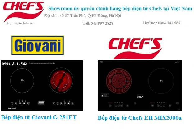 So sánh bếp điện từ Giovani G 251et và bếp điện từ Chefs eh mix2000a