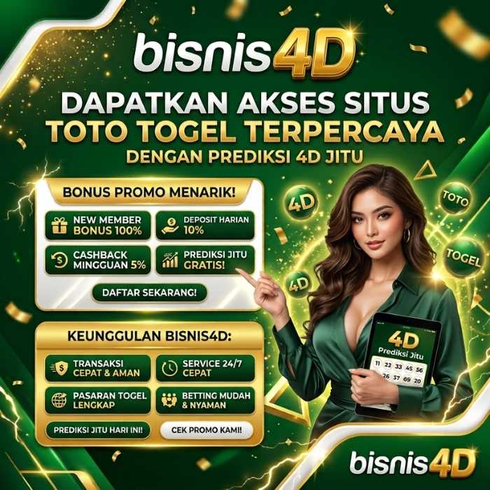 BISNIS4D | Dapatkan Akses Situs Toto Togel Terpercaya dengan Prediksi 4D Jitu